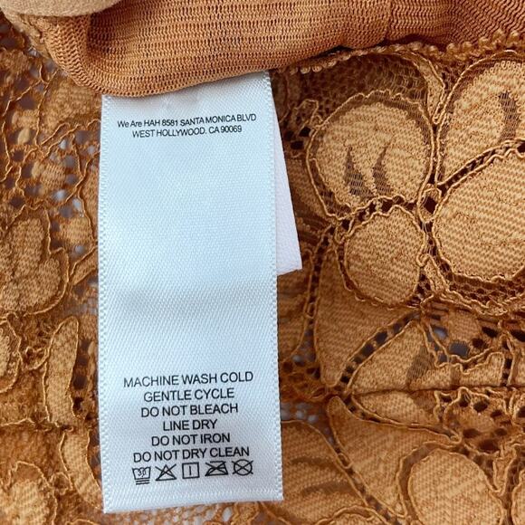 We Are HAH Medium M Brown Sugar Orange Lace Racerback Bra Bralette Deep V Neck - Picture 11 of 11